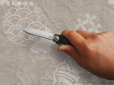UK023　肥後守ナイフ 笹刃型 黒鞘